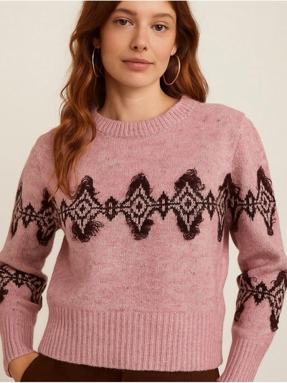 Loft Fringe Fair Isle Sweater